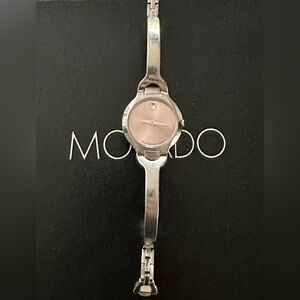 Movado Women's Bela Pink Dial Stainless Steel Bangle Watch